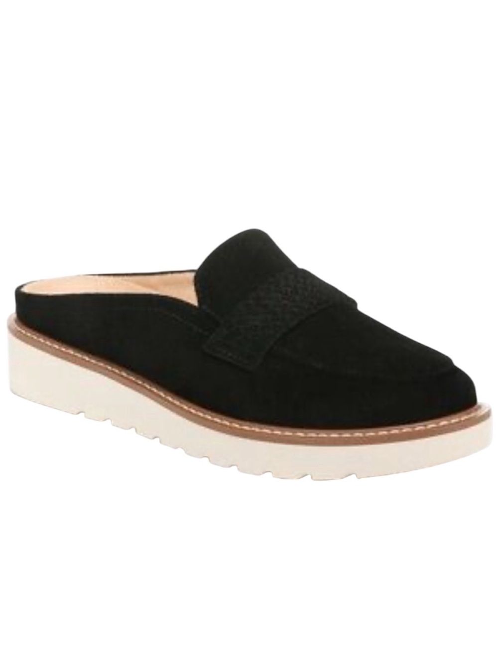 Naturalizer Adiline Mule Black Suede Slip-On White Platform Sole Size 7 1/2 NWOT